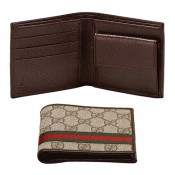 Brun Gucci Bi-plis Signature Web Portefeuille Prix France